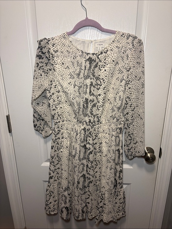 J. Crew Dresses & Skirts - J. Crew Black and White Snake-Print Long Sleeve Dress